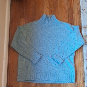 NWT J Crew Light Blue Mockneck Sweater With Dark Blue Flecks S